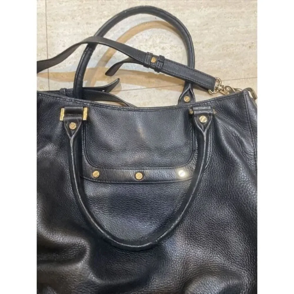Tory Burch Amanda Hobo Black Pebbled Leather Handbag Satchel Shoulder Messenger - Picture 12 of 14